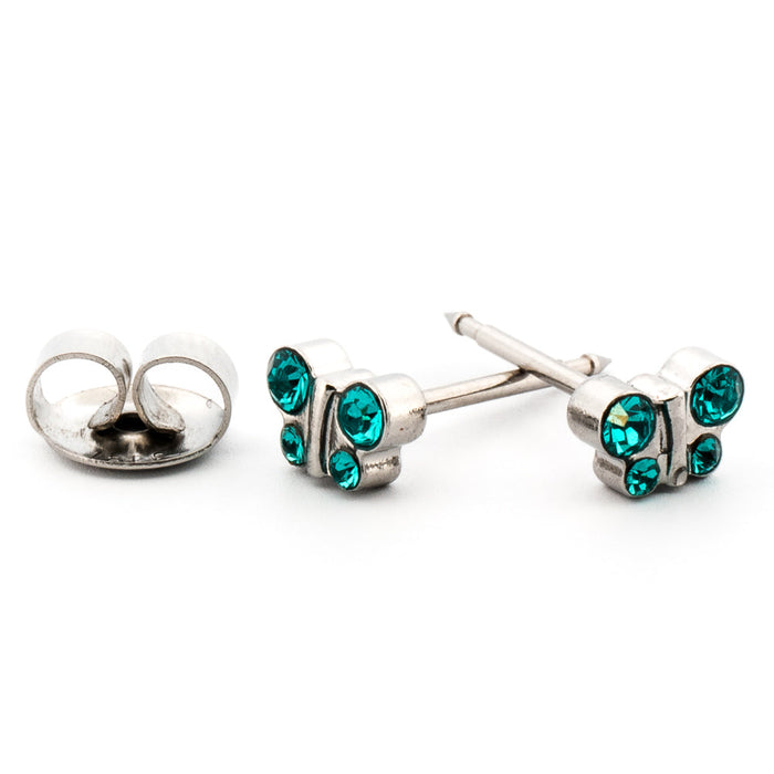 December - Blue Zircon Butterfly Cartridge Earrings