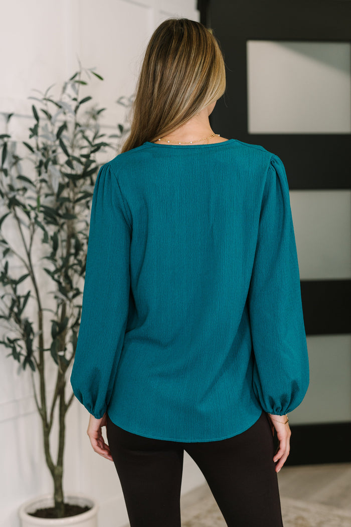 Desk to Dinner V-Neck Balloon Sleeve Blouse