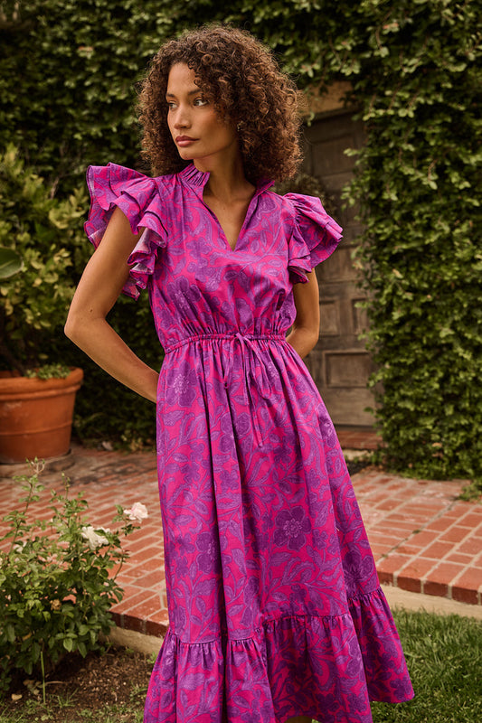 Dillan Midi Ruffle Dress Floral