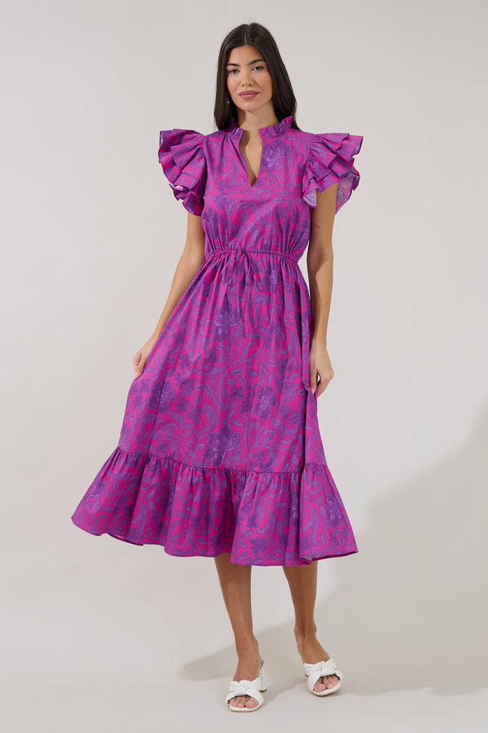Dillan Midi Ruffle Dress Floral