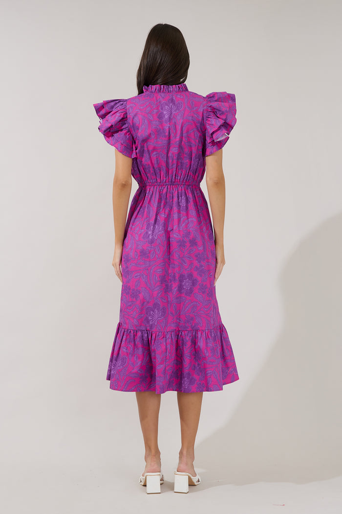 Dillan Midi Ruffle Dress Floral