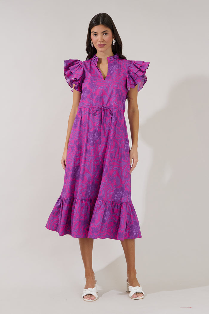 Dillan Midi Ruffle Dress Floral