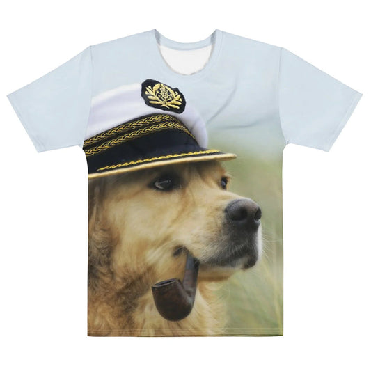 Channeling a distinguished "old-salt" character, a photorealistic Golden Retriever is rendered in honeyed beige and warm biscuit fur. Contact us with accessibility feedback, we'd love to help!