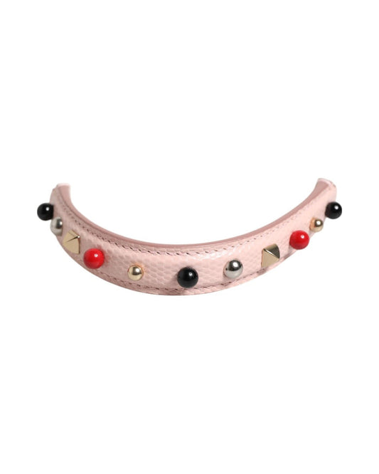 Dolce & Gabbana Light Pink Embellished Leather Bag Handle  Shoulder Strap