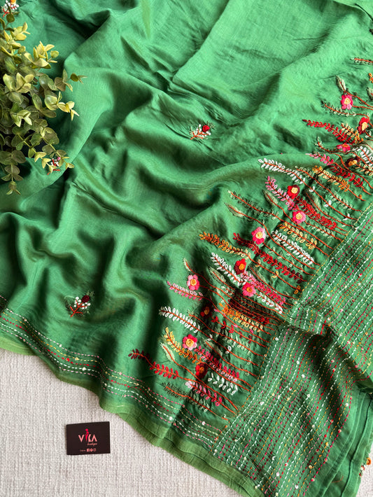 Emb Mul chanderi saree
