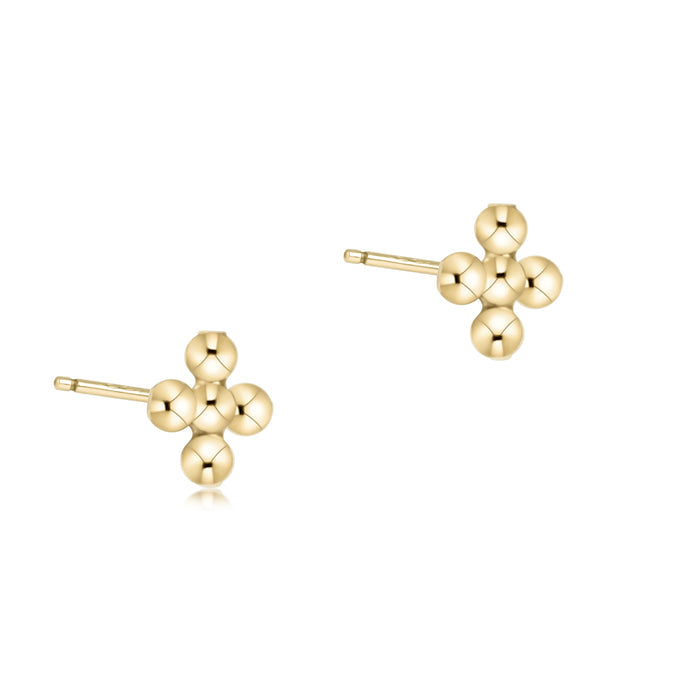 Enewton - Classic Beaded Signature Cross Small Stud - 2mm Bead Gold - Findlay Rowe Designs