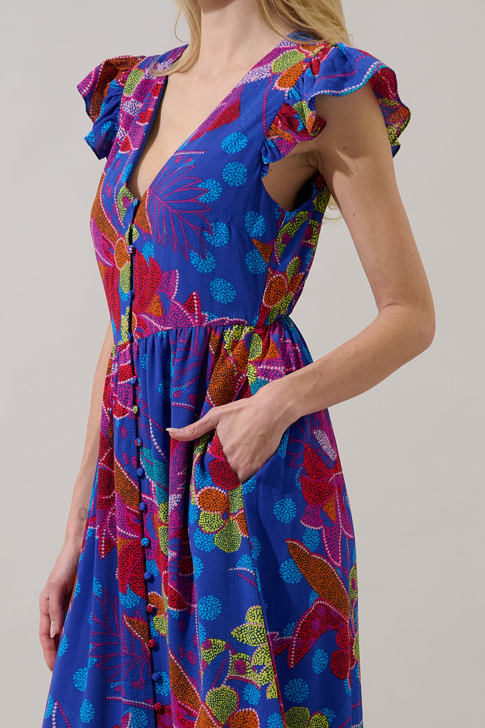 Evianna Button Down Maxi Dress Tropical