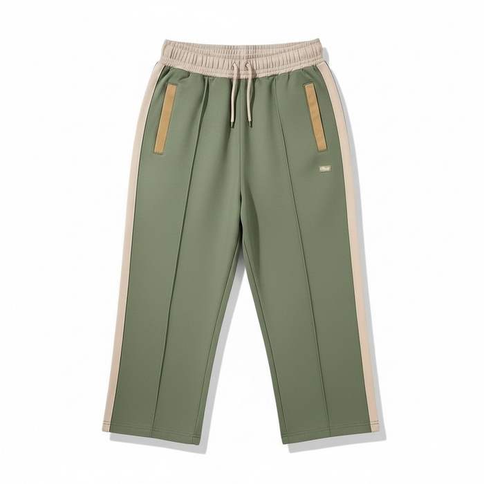 French Terry Track Pants – Sage Colorblock (Baggy Fit)