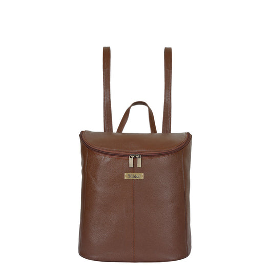Women's brown leather backpack daypack for work, travel, and daily use
