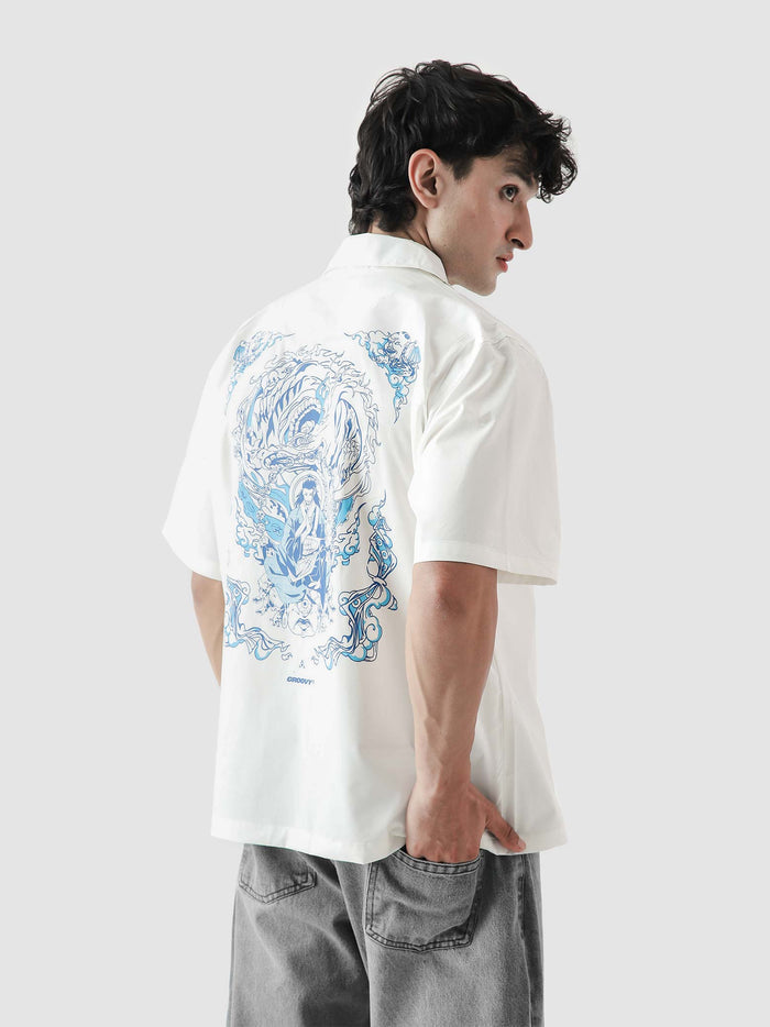 Geto JJK Cuban shirt couple lifestyle shot anime streetwear Pakistan – GROOVY