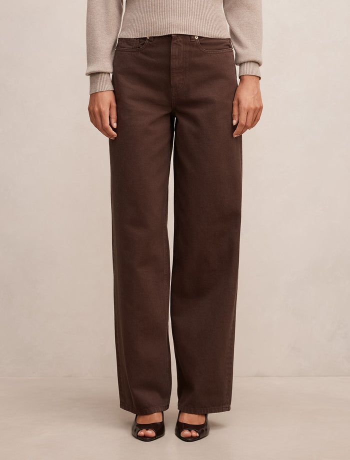 Gia High-Rise Wide Leg Jeans Chocolate Forever New