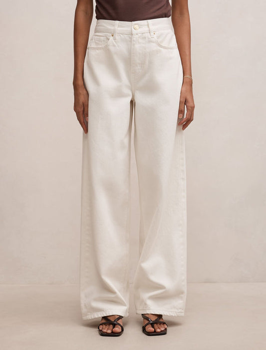 Gia Petite High Rise Wide Leg Jeans Ecru Forever New