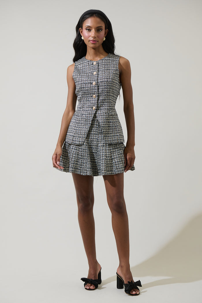 Gisella Tweed Zivy Flare Mini Skirt