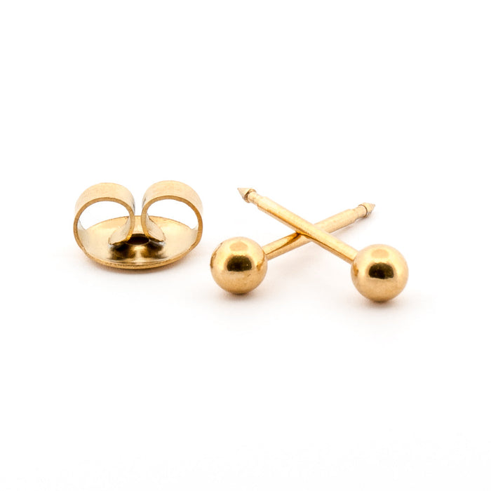 Gold Ball Stud Cartridge pack 3 mm Earrings