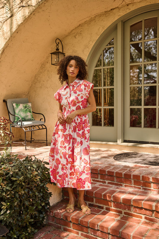 Grenola Button Up Midi Dress Arely Floral