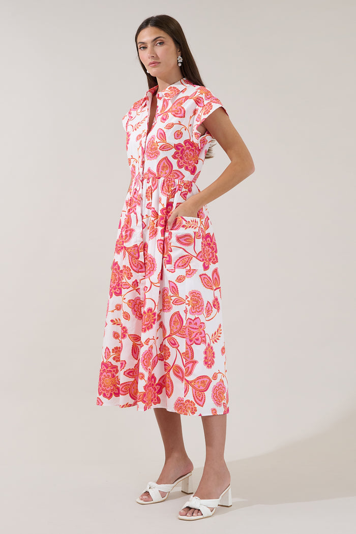Grenola Button Up Midi Dress Arely Floral