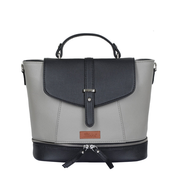 Women’s grey vegan leather convertible backpack purse for everyday, work and travel
