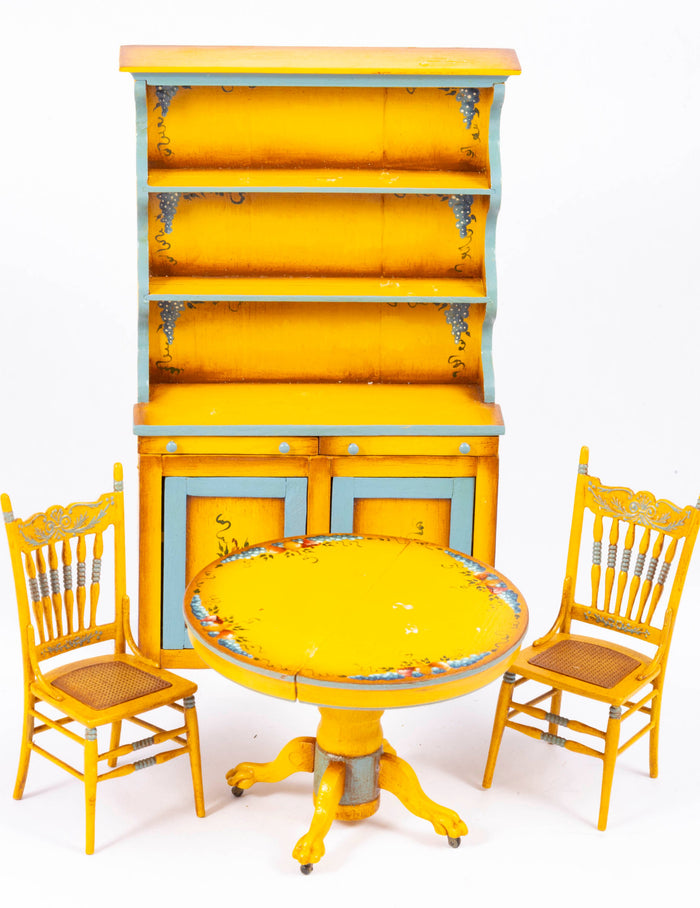 Hand Painted Kitchen Hutch with Table & Chairs by Linda Sue