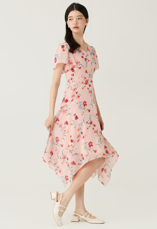 Handkerchief Hem Floral Dress