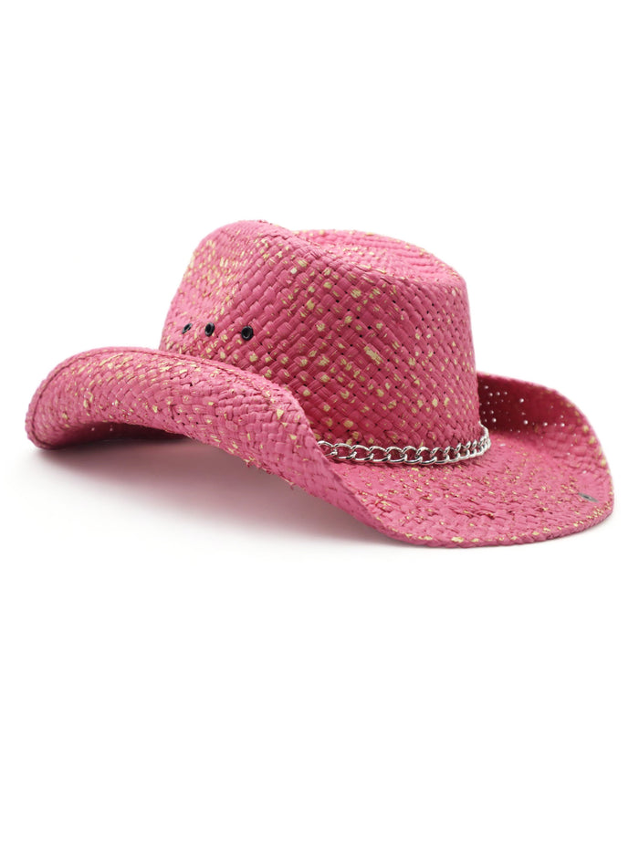 Pink cowboy hat with chain detail, unnamed-124.