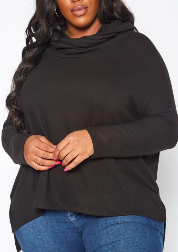 Hi Curvy Plus Size Cowl Neck Knit Sweater