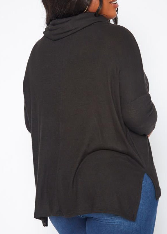 Hi Curvy Plus Size Cowl Neck Knit Sweater