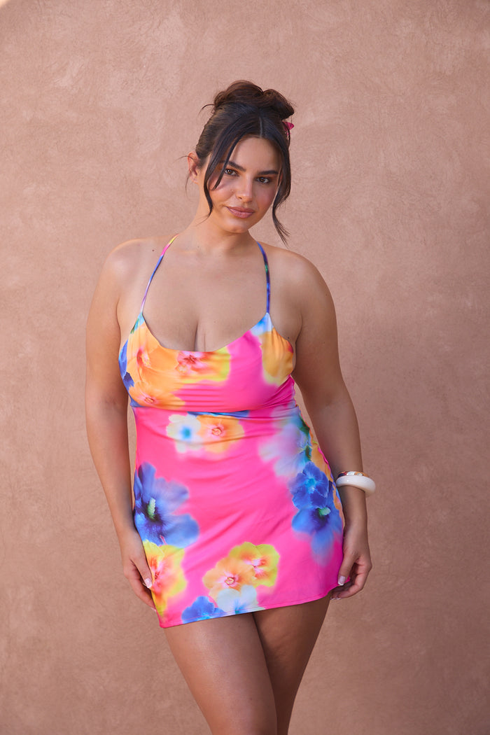 a woman in a dress