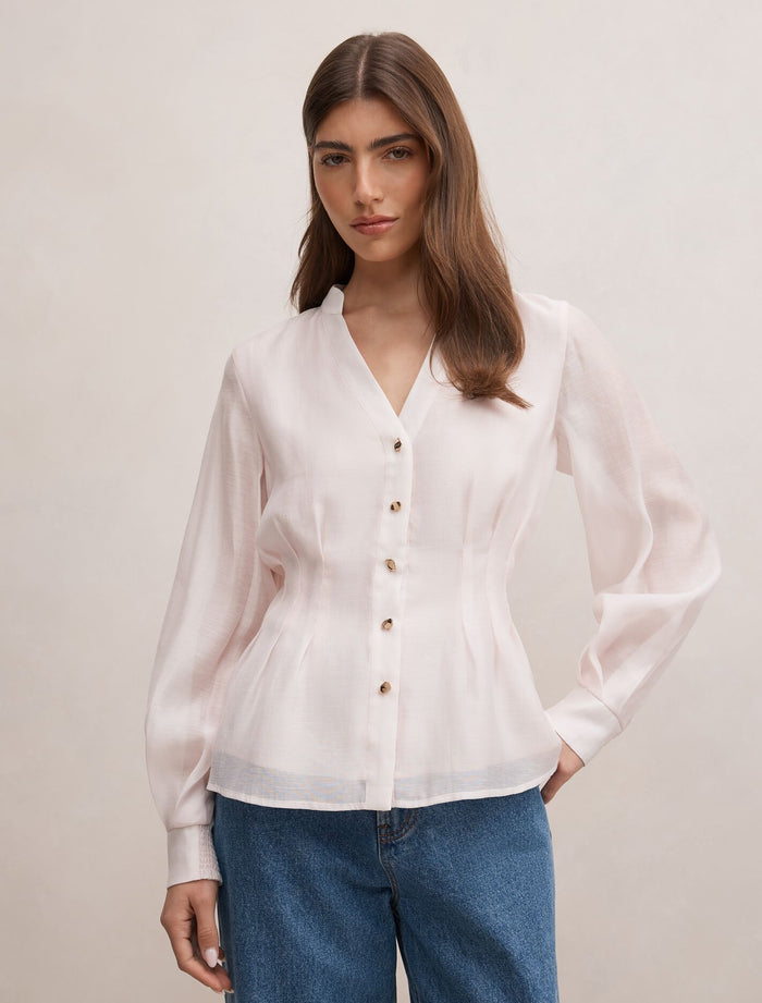 Indie Tuck Blouse Rosewater Forever New