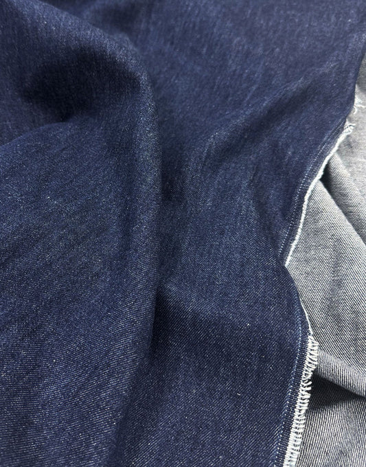 Indigo Blue Organic Cotton & Hemp Slub Denim Fabric