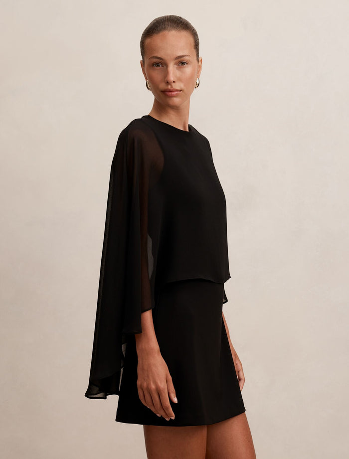 Irena Sheer Cape Mini Dress Forever New