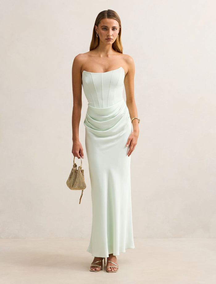 Isra Drape Strapless Maxi Dress Spearmint Forever New