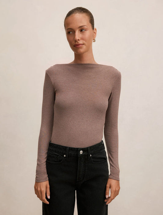 Jasmine Straight Neck Top Mushroom Marle Forever New