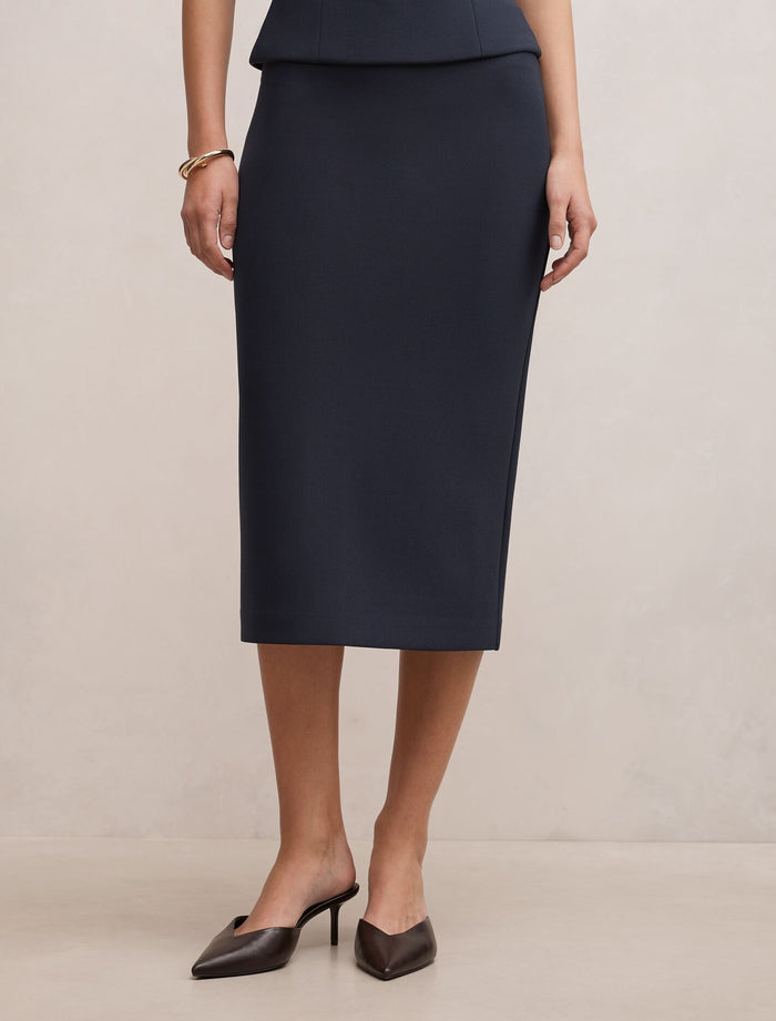 Jayda Crepe Pencil Skirt Navy Set Forever New