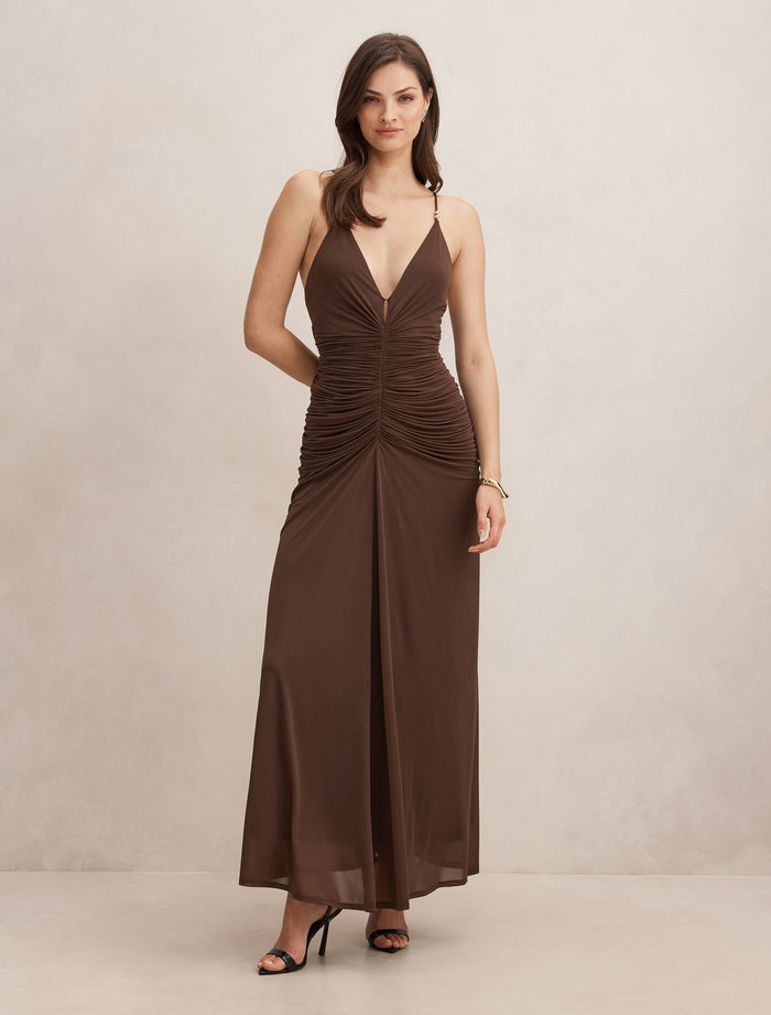 Jazzy Slinky Jersey Maxi Dress Chocolate Forever New