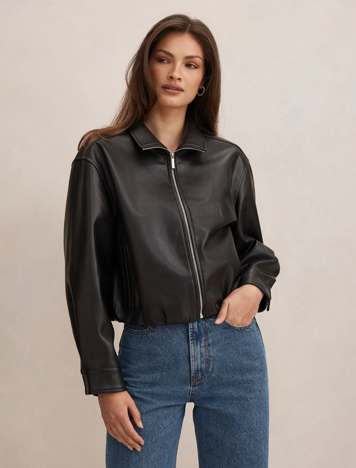 Julia Pu Funnel Neck Jacket Black Forever New