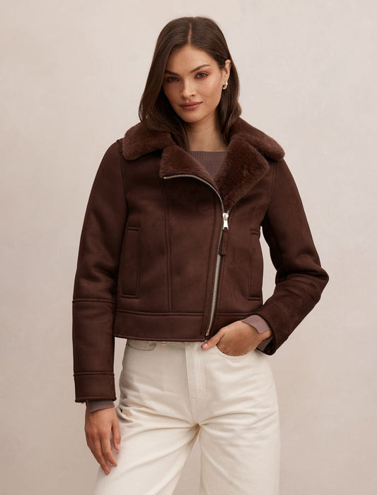 Juniper Aviator Jacket Chocolate Forever New