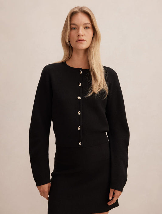 Karla Sculpt Sleeve Cardigan Black Co Ord Forever New