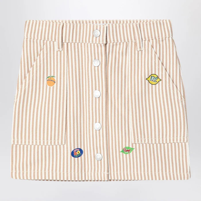 KENZO - White/sand striped mini skirt