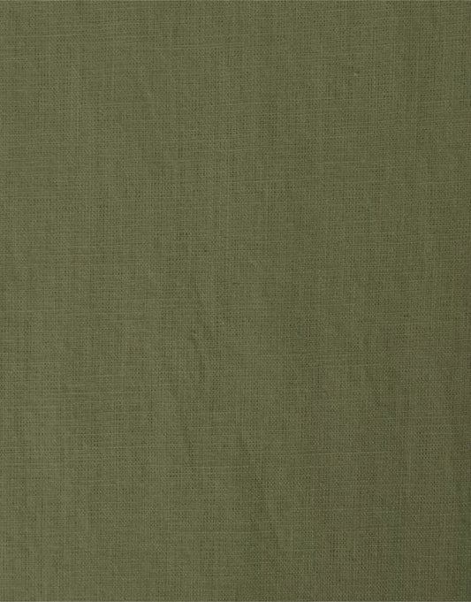 Khaki Green Washed Pure Linen Fabric