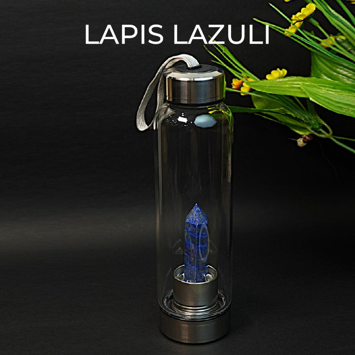 Lapis Lazuli Crystal Elixir Water Bottle – Premium Quality Healing Glass Bottle