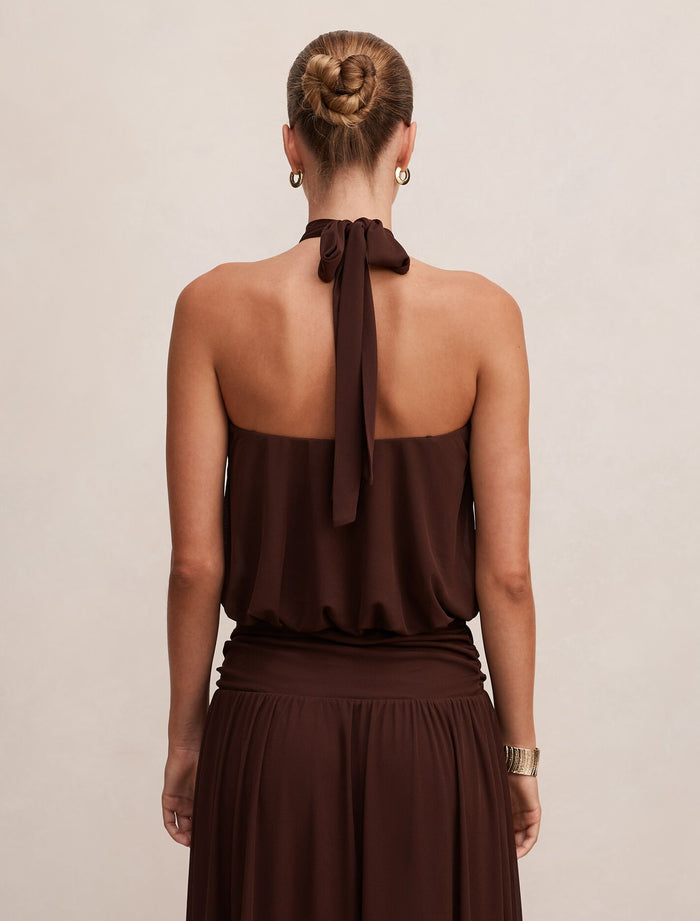 Layne Bubble Waist Halter Top Forever New