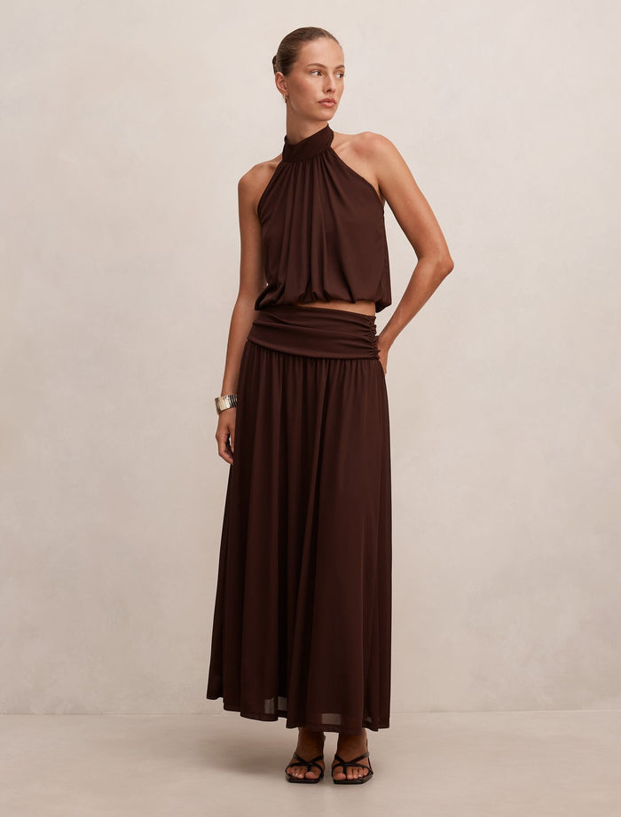 Layne Gathered Basque Maxi Skirt Forever New