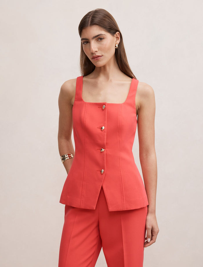 Lee Square Neck Waistcoat Pink Suit Forever New
