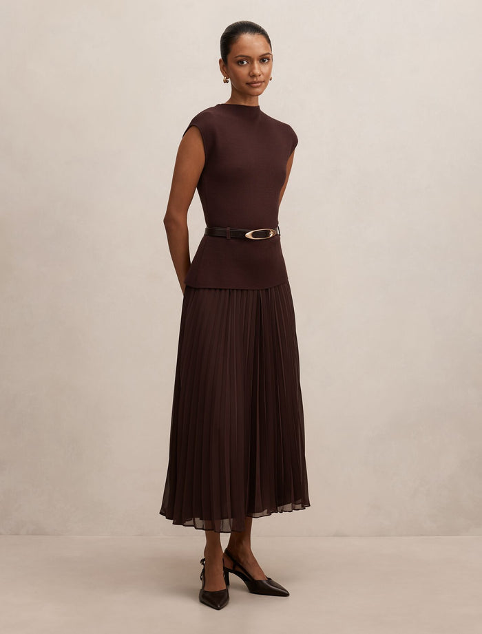Lorelei Petite Woven Mixed Midi Dress Forever New