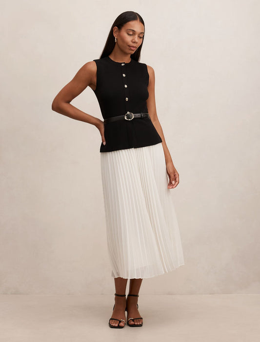 Louisa Woven Mix Knit Dress Mono Forever New