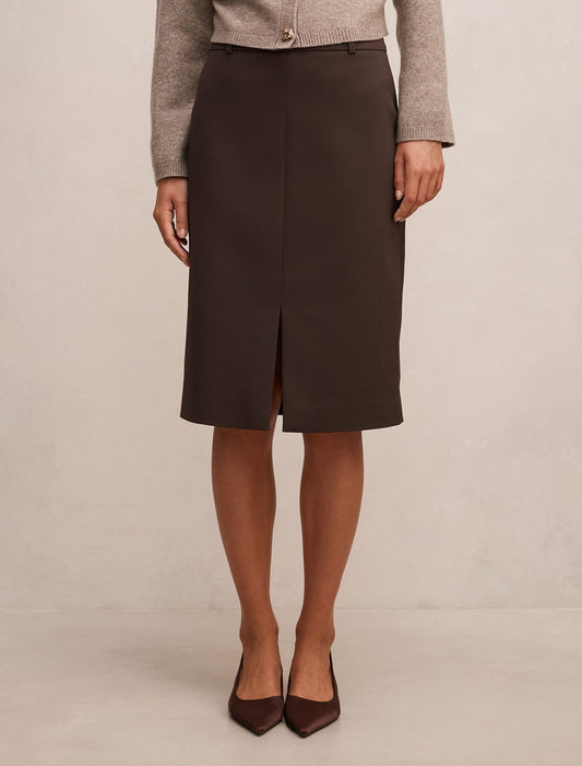 Lucy Belted Pencil Skirt Cacao Nibs Forever New