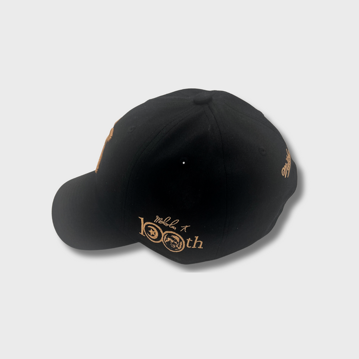 Malcolm X 100th Birthday Black & Gold Leather Strapback Dad Cap – Spike Lee's 40 Acres x Mitchell & Ness Limited Edition