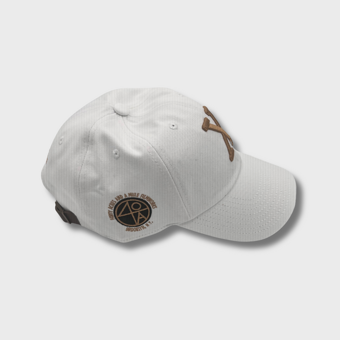 Malcolm X 100th Birthday White & Gold Leather Strapback Dad Cap – Spike Lee's 40 Acres x Mitchell & Ness Limited Edition