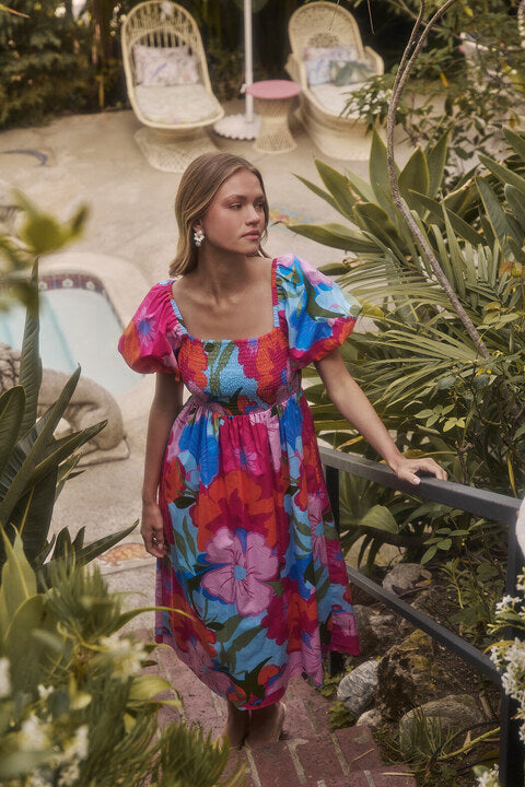 Maray Smocked Midi Dress Zaira Floral
