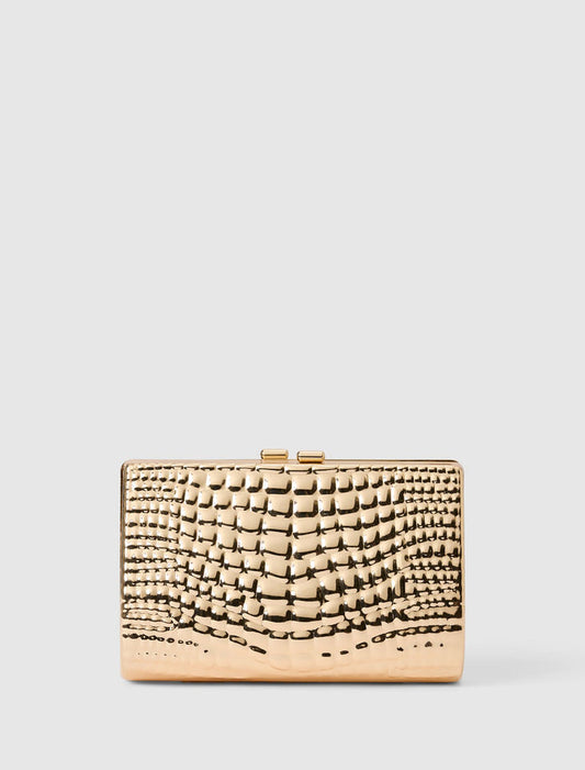 Mariam Metal Texture Clutch 0 Gold Forever New